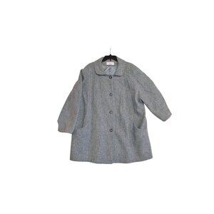 Vintage Winter Time By Herman Kay Womens Wool Blend Coat Size 22W Gray With Pock